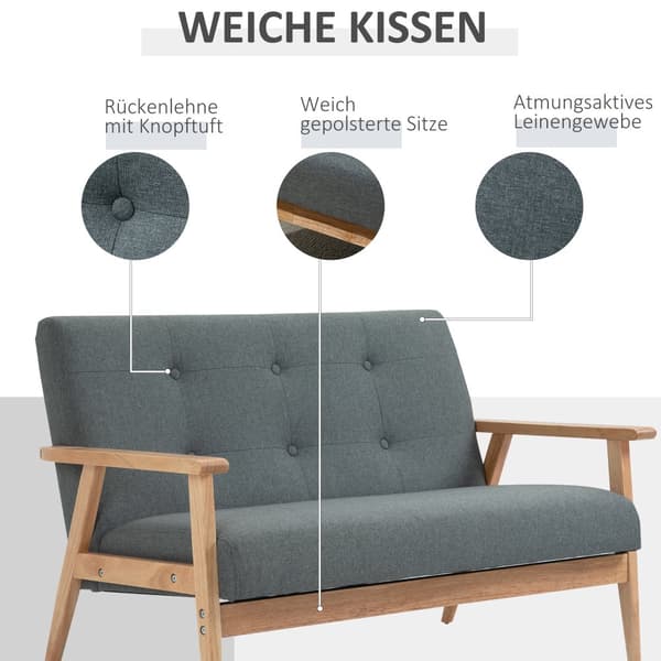 Dubbelsoffa, Loveseat 2-sits, 115x66.5x73 cm, Grå