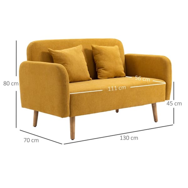 Kahden istuttavan sohva, Loveseat, 130x70 cm, Keltainen