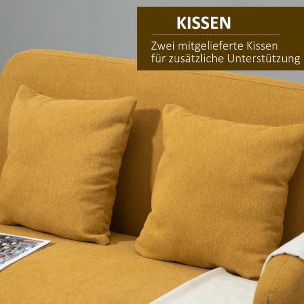 Kahden istuttavan sohva, Loveseat, 130x70 cm, Keltainen
