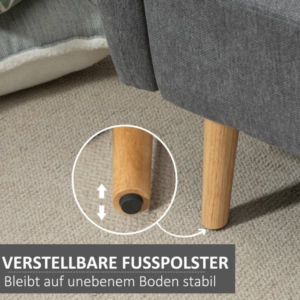 Dubbelsoffa, Tvåsitssoffa med Kuddar, 130x70x80 cm, Grå