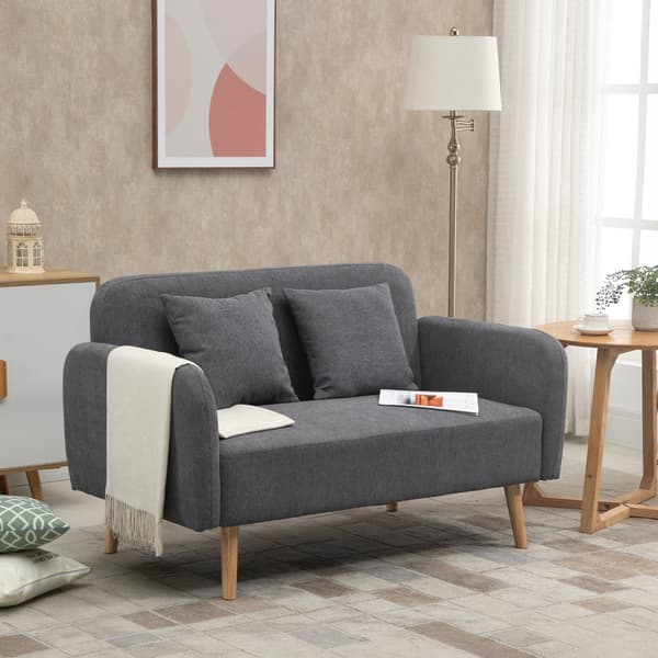Dubbelsoffa, Tvåsitssoffa med Kuddar, 130x70x80 cm, Grå
