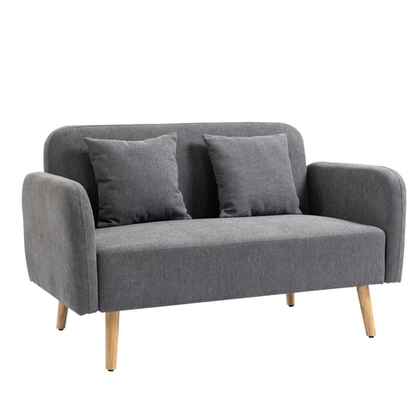 Dubbelsoffa, Tvåsitssoffa med Kuddar, 130x70x80 cm, Grå