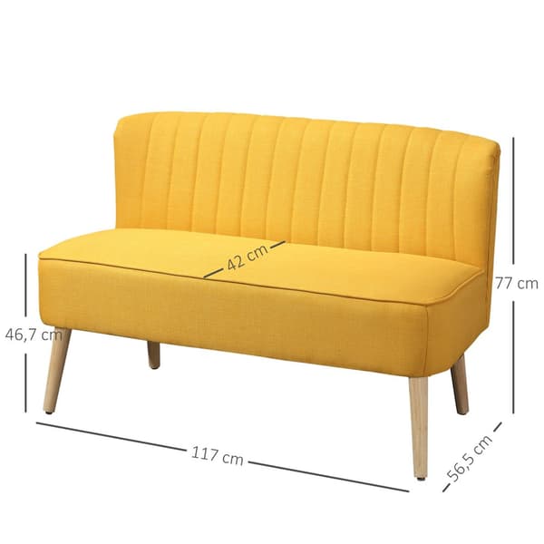2 istuttava sohva, 117x56.5 cm, keltainen