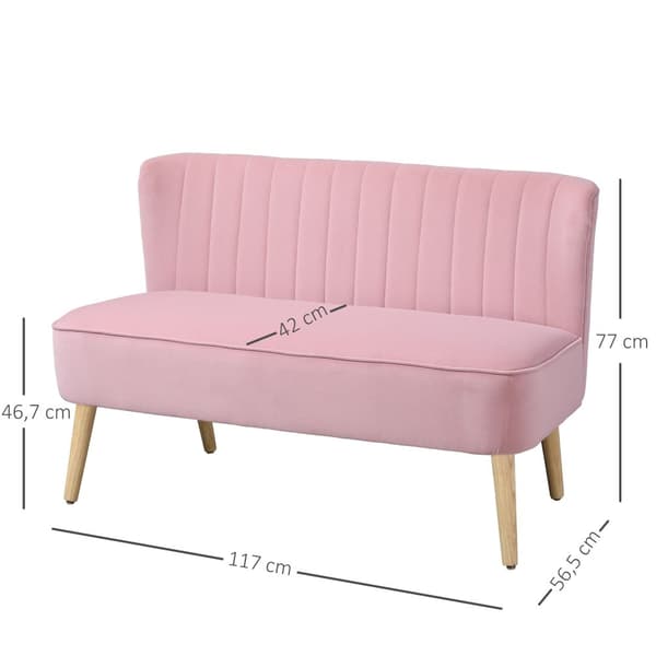 To-personers stofsofa, 117x56.5x77 cm, Pink