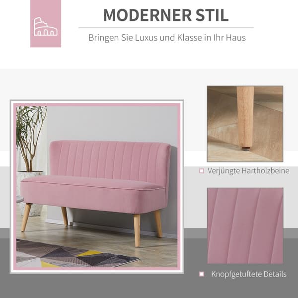 To-personers stofsofa, 117x56.5x77 cm, Pink
