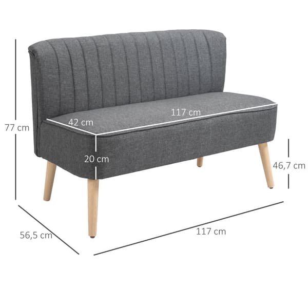 To-sæders stofsofa, 117x56.5x77 cm, Mørkegrå
