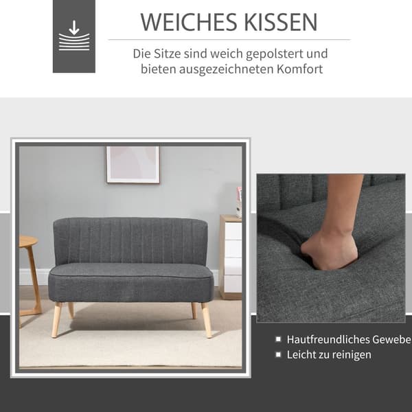 To-sæders stofsofa, 117x56.5x77 cm, Mørkegrå