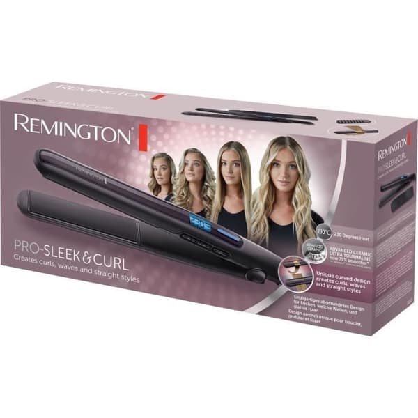 Liss-svängare - REMINGTON - S6505 PRO-SLEEK & CURL - 230°C - Snabb uppvärmning - Turbo - Fickväska - Svart