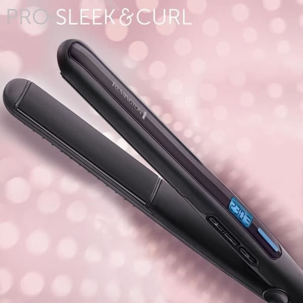 Liss-svängare - REMINGTON - S6505 PRO-SLEEK & CURL - 230°C - Snabb uppvärmning - Turbo - Fickväska - Svart