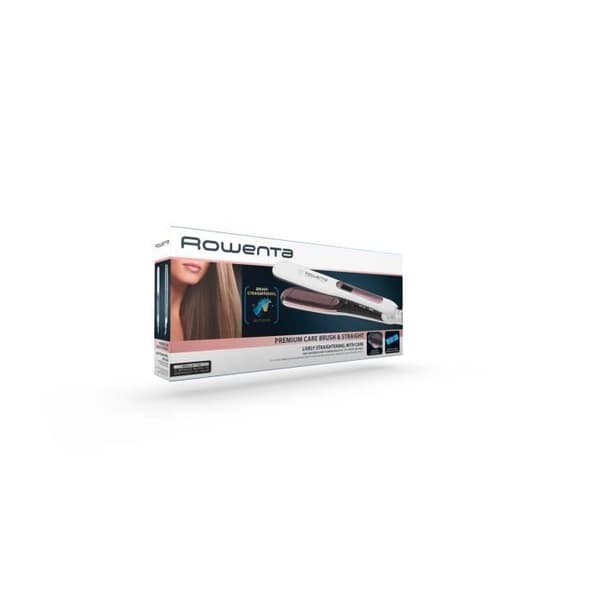 ROWENTA SF7510F0 Borste &amp; Straight Hair Plattång, Temperaturkontroll från 130 till 200°C, LCD-skärm, Snabb uppvärmningstid, Plattning