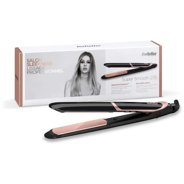 Super Smooth 235 plattång - BABYLISS - ST391E - Turmalin-keramik - 6 temperaturer från 140°C till 235°C
