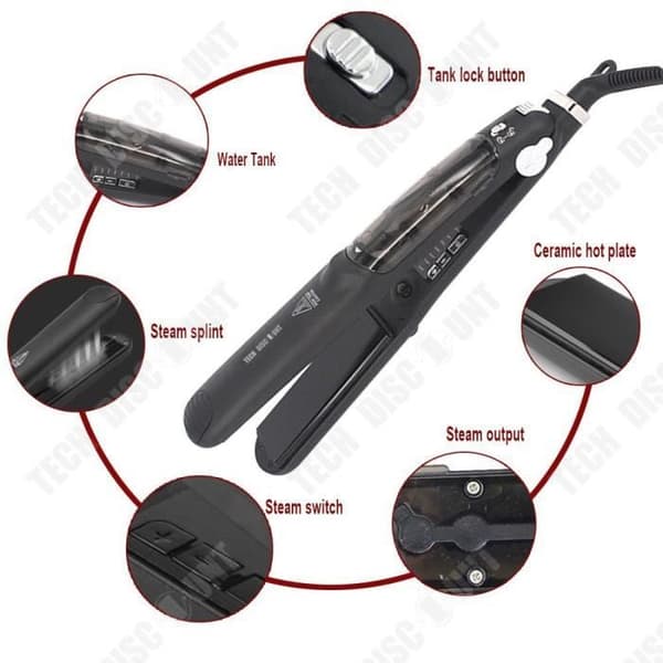 TD® Plattång Steam Hair Plattång Professionell Curler Kort Frizzy Plattång Keramisk Maskin Platt Ergonomisk Uppvärmd