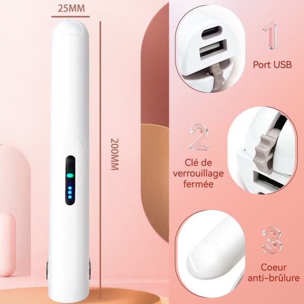 TD® Mini-clip-on plattång USB-hårplattång Fringe Sladdlös Uppladdningsbar Bärbar Anti-Heat Front Lång livslängd