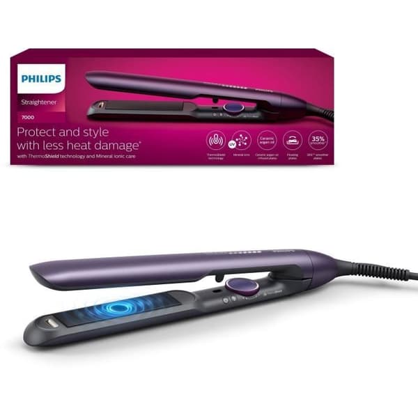 Elektrisk plattång - PHILIPS - BHS752/00 - Serie 7000 bordeaux - Keramisk platta