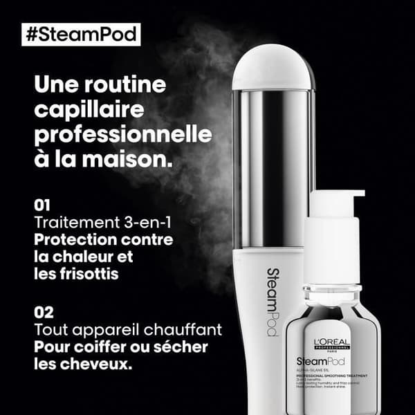 SteamPod 4 - Ammattimainen höyrysuoristusrauta ja kiharrin - L'ORÉAL PROFESSIONNEL - 3 lämpötilaa - Työkalu + Tiivistetty silottava hoitoaine