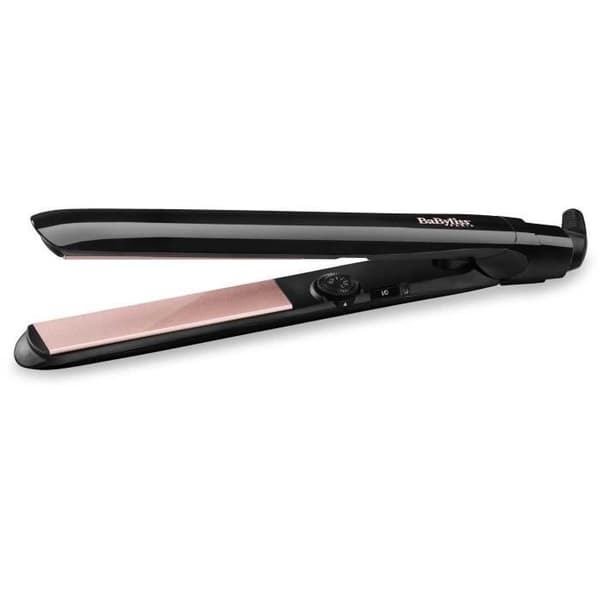 Babyliss ST298E Rumänsk - Smooth Control 235 med extra långa flytande plattor Svart, Pink gold