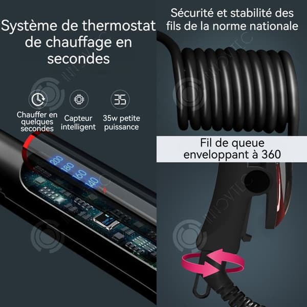 INN Hårstrykare 40W 4 temperaturinställningar uppvärmning på några sekunder konstant temperatur dubbel användning rak och i lock.