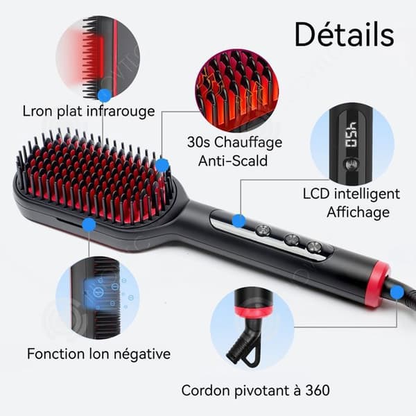 INN Smoothing Brush 80W 100V-240V Infraröd Smoothing Brush för Hår 30 Sekunder Uppvärmning Brandsäkert Design Smoothing Iron