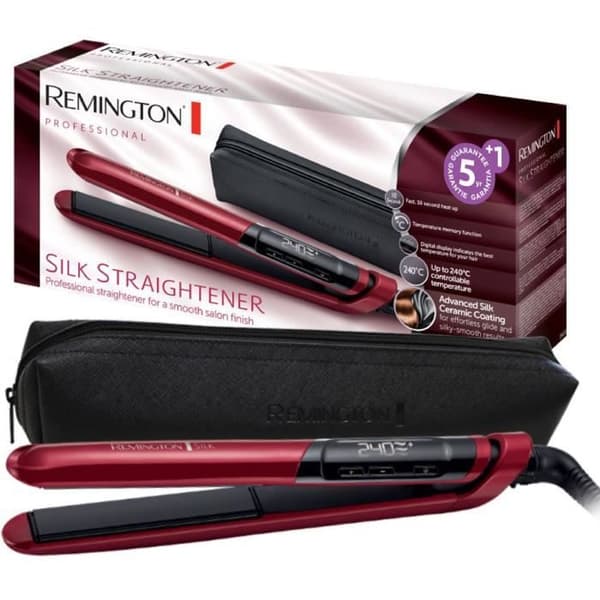 Remington S9600 glattejern, avanceret keramisk glattejern til glattejern, XL 110 mm plader med silkeproteinpleje Rød