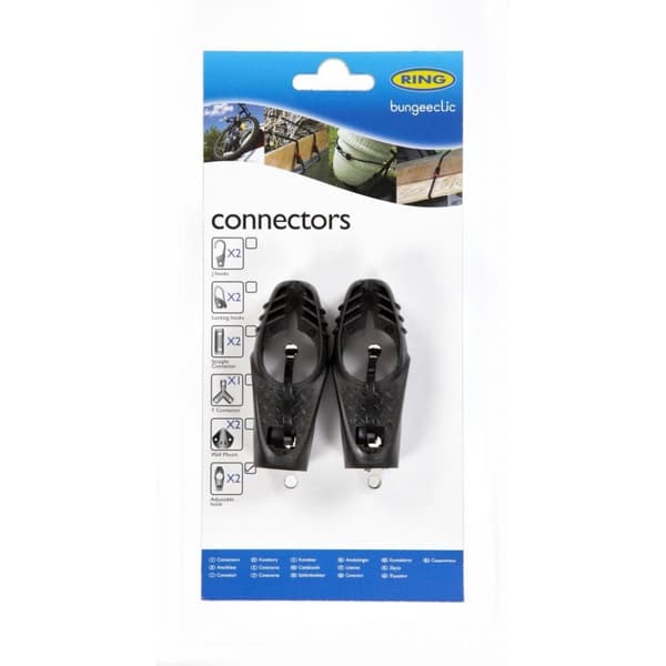 Ring Bungee Clic Adjustable Hooks (Pack Of 2) Black 7.1 x 2.9 x 2.5cm