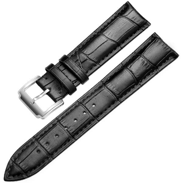 Stilrent Klockarmband i Läder (Krokodilmönstrat) Svart/Silver Svart/Silver, 20MM