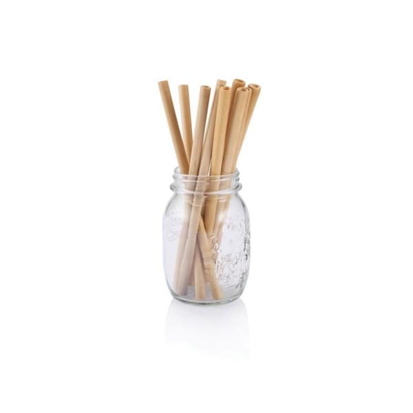 Sugrör av bambu och sugrörsborste (6-pack)