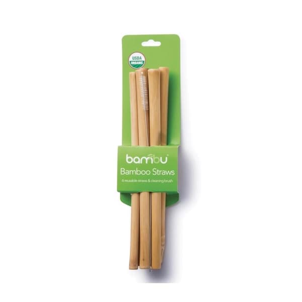 Sugrör av bambu och sugrörsborste (6-pack)