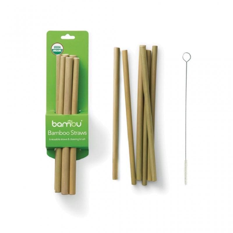 Sugrör av bambu och sugrörsborste (6-pack)