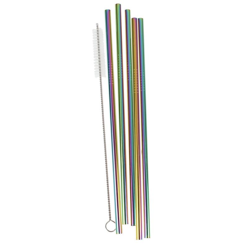 Sugrör Metall Återanvändningsbara Regnbåge, 5-pack