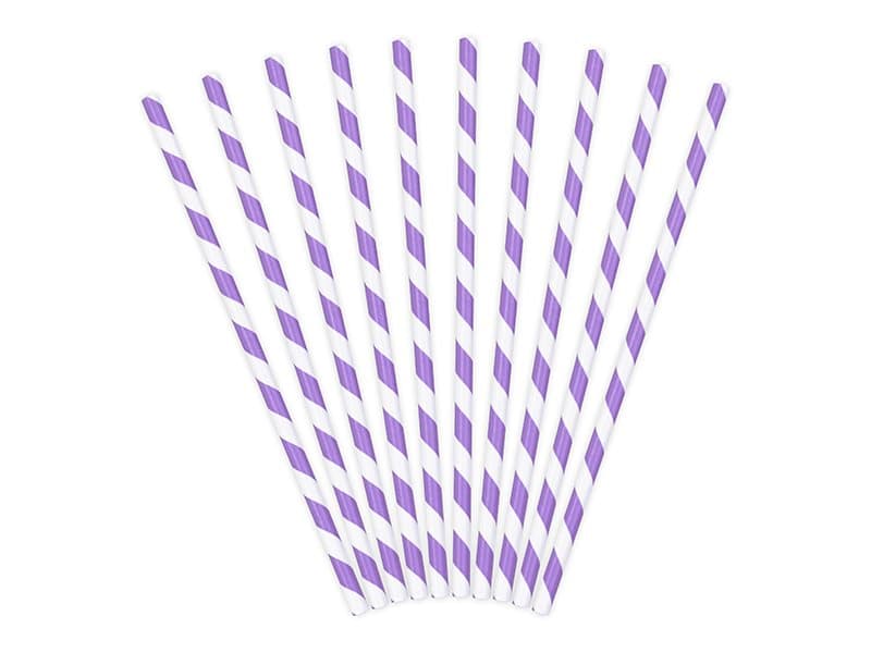 Sugrör Lila randiga, 10-pack