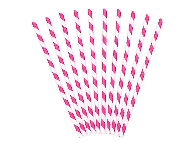 Sugrör Randiga Mörkrosa, 10-pack