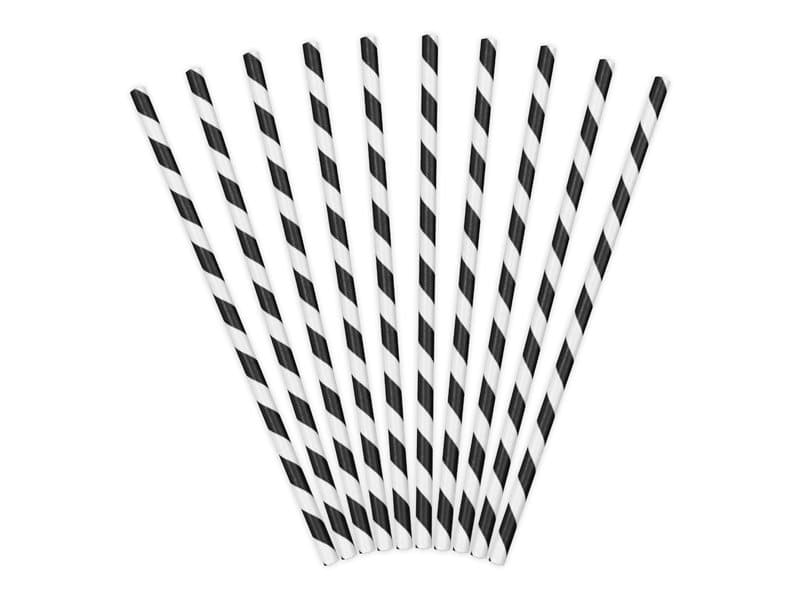 Sugrör Svart Randiga, 10-pack
