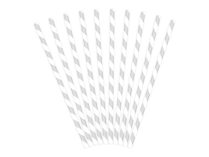 Sugrör Silver Randiga, 10-pack