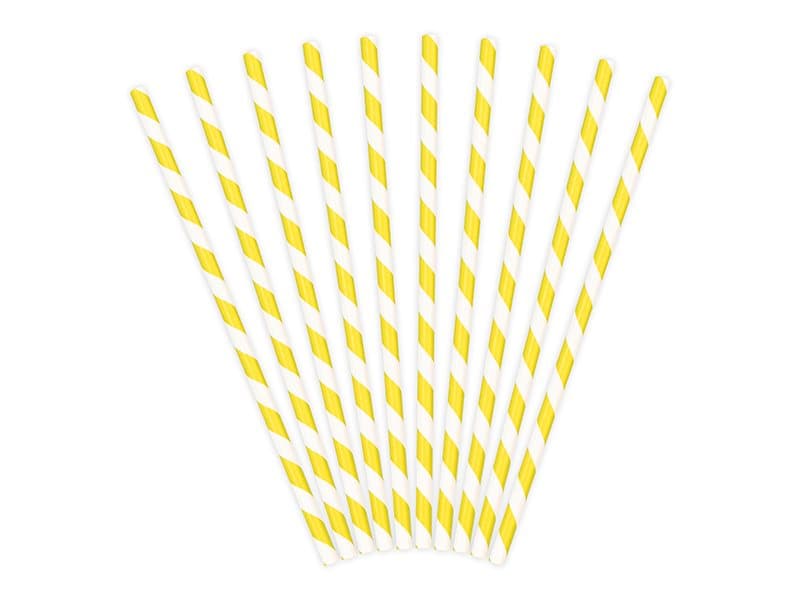 Sugrör Gul Randiga, 10-pack
