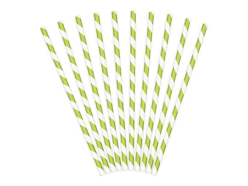 Sugrör Äppelgrön Randig, 10-pack