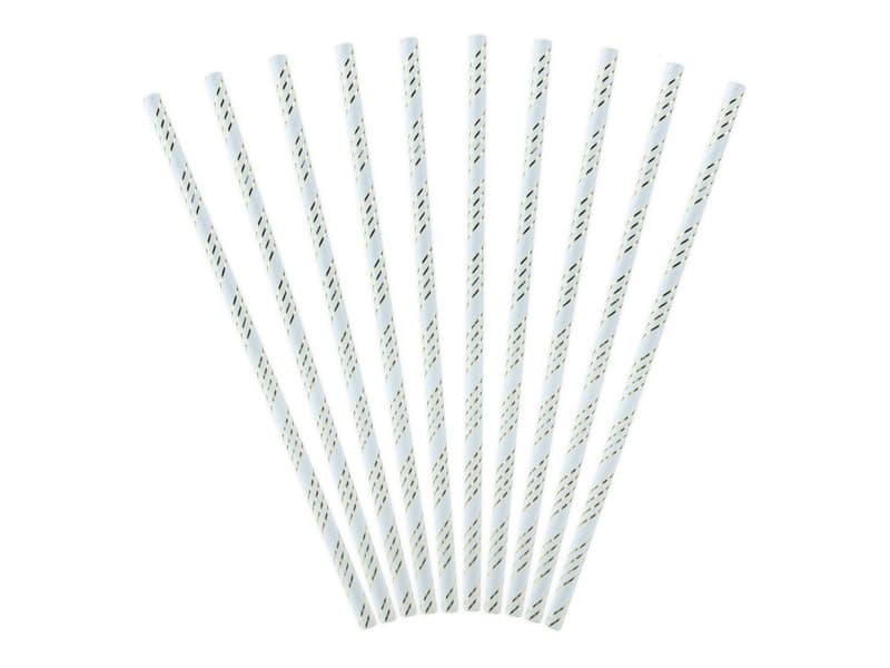 Sugrör blå/guld, 10-pack