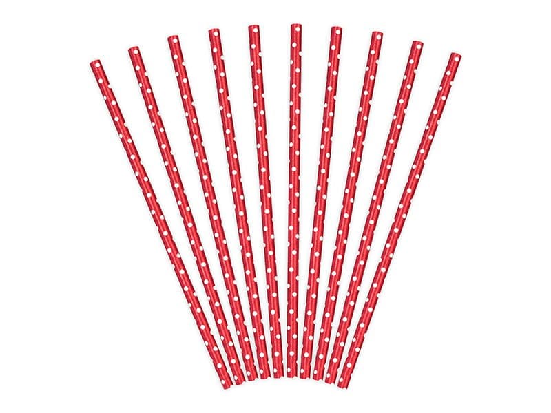 Sugrör Röda Prickiga, 10-pack