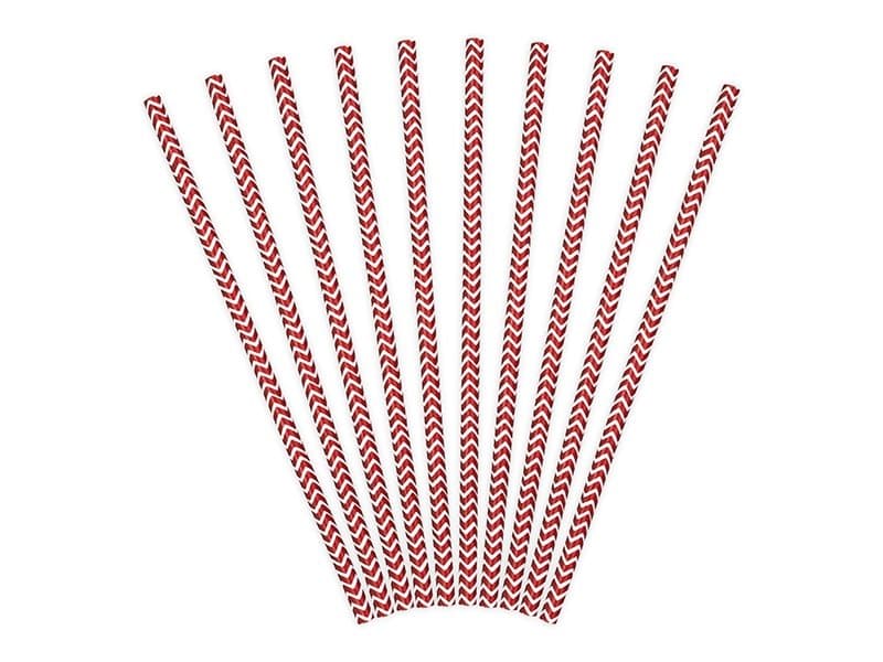 Sugrör Röd Sicksack, 6 x 10-pack