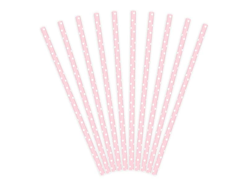 Sugrör Rosa Prickiga, 10-pack