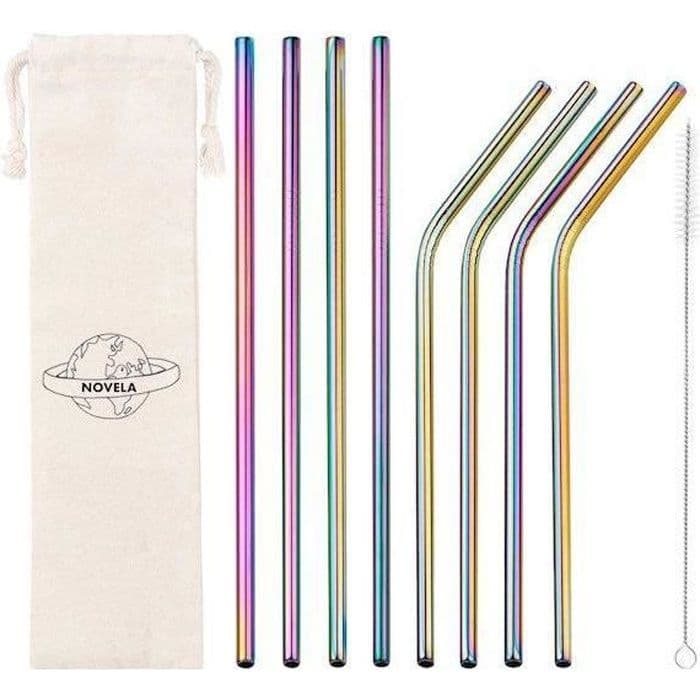 Novela Global halmstrå i rostfritt stål med 8 raka och böjda bågar