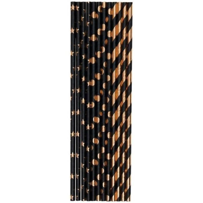 Sortiment av pappsugrör - Svart och Guld - 24 st