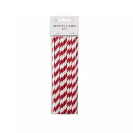 Randiga Papperssugrör Röda ( 20 pack )