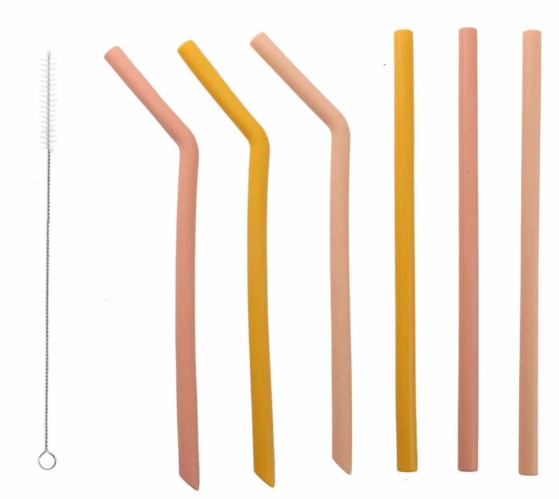 Sugrör av silikon - Yellow/Pink mix - Virgel Sweden