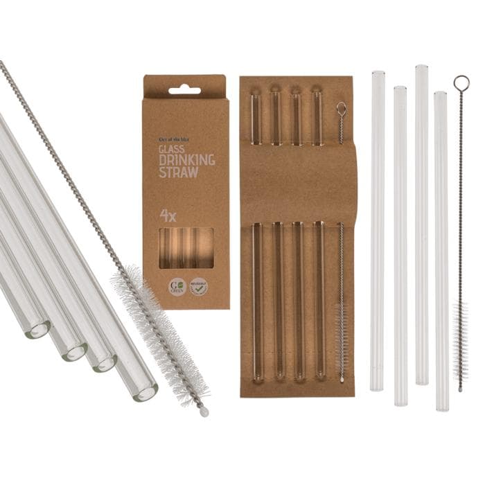 4-Pack - Glassugrör / Sugrör i Glas - 20 cm