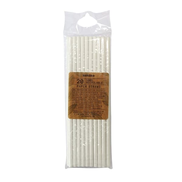 Procos Paper Plain Disposable Straws (Pack of 20) White One Size