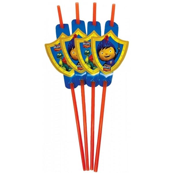 Mike The Knight Plastic Straw (Pack of 8) Red/Blue/Yellow One Size