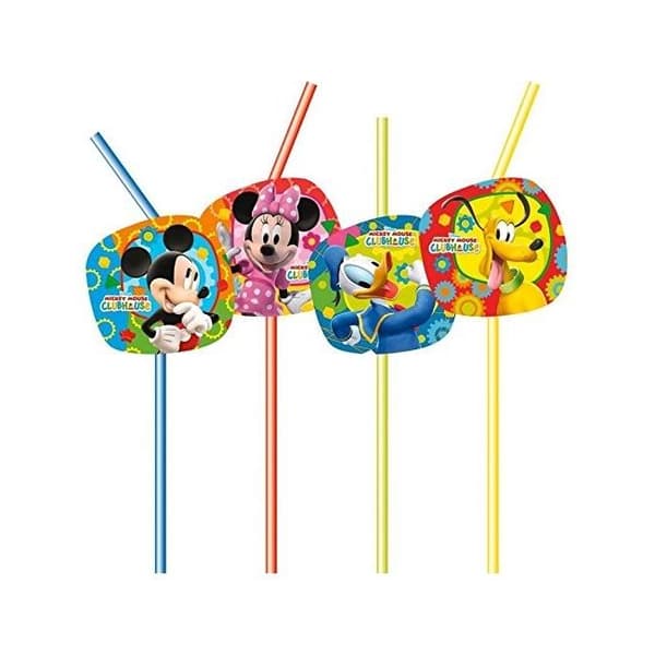 Mickey Mouse Clubhouse Logo Disposable Straws (Pack of 8) Multicoloured One Size