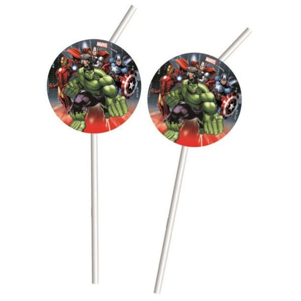 Marvel Avengers Plastic Disposable Straws (Pack of 6) Multicoloured One Size