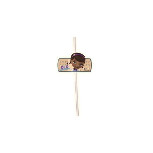 Doc McStuffins Plaster Disposable Straws (Pack of 6) Multicoloured One Size