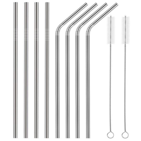 Set med 8 sugrör i rostfritt stål Långa 10,5 tum metallsugarrör för 20 30 oz rostfria tumlare kalla drycker
